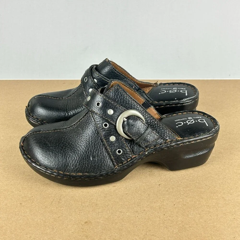b.o.c. Born Concept Leather Mules Womens 8 Black Buckle Comfort Casual - Picture 10 of 10